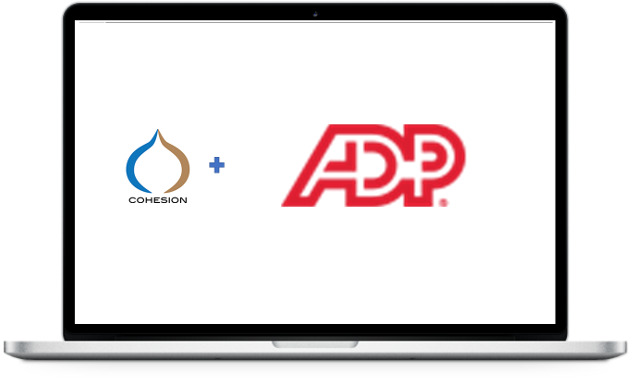 Laptop showing Cohesion's ADP Workforce Now integration dashboard for restaurants