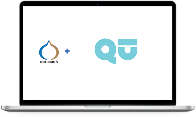 Laptop showing Cohesion's Qu Beyond integration dashboard for restaurants