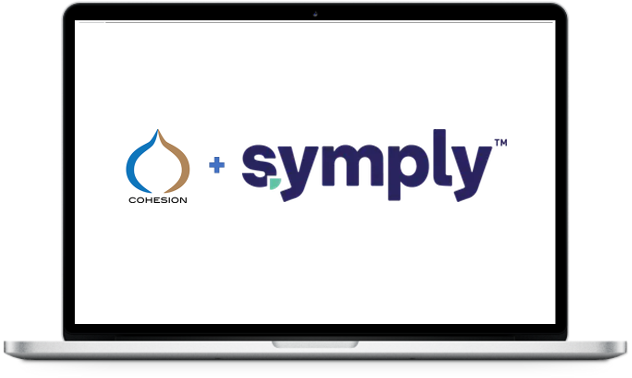 Laptop showing Cohesion's Symply integration dashboard for restaurants